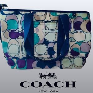 COACH Signature Y2K Preppy Logo Canvas Kyra DaisyScarf Print Tote Bag